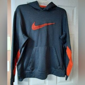 NIKE Therma Fit Mens Gray Orange  Highlight Performance Pullover Hoodie XL READ